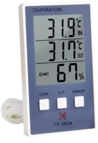 Fegtrtyoa Digital Thermometer Hygrometer with Sensor Probe for Indoor and Outdoor Use, LCD Display, C/F Weather Station