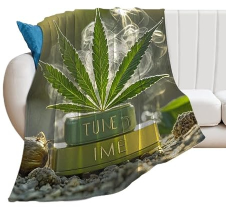 Custom Weed Marijuana Blanket Lightweight Flannel Fleece Throw for Couch Sofa Bed Luxury Soft Cozy Plush Lap Bedtime Blanket for All Seasons Bedroom Home Decor Gifts 30*40（76 * 100cm）