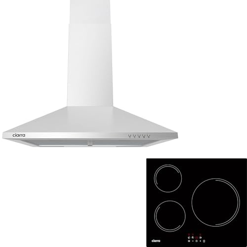 CIARRA CBCS6201 Hotte Aspirante 60cm 370m³/h Classe A++ et Plaque de Cuisson à Induction - 3 Foyer 5600W CABBIH3-E