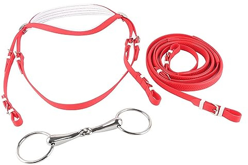 Outdoorm Brida de Caballo Ajustable de PVC, arnés de rienda, Cabezales, Filete Hueco de Acero Inoxidable extraíble