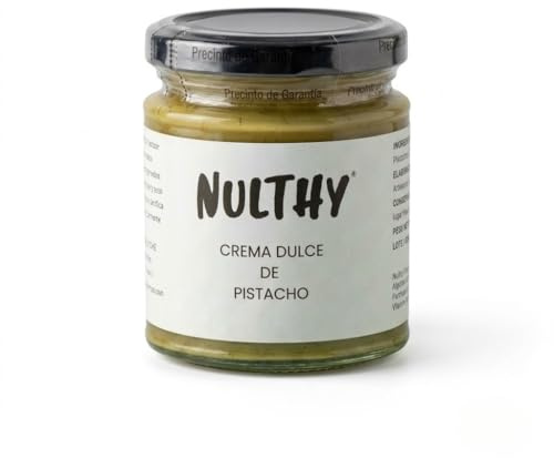 NULTHY Crema de Pistacho Gourmet 45%, 200g | 45% Pistacho Real, Sin Aceite de Palma, Cremosa, Ideal para Untar y Repostería