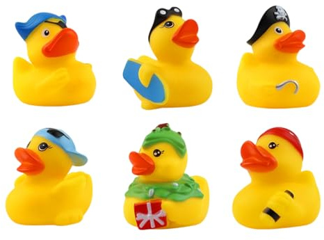 6 Patitos de Goma para Baño Bebe, Juguetes Bañera Bebe Flotantes con Sonido, Set de 6 Patos de Goma de 4cm con Diferentes Diseños para Juegos de Agua y Piscina, Regalo para Niños y Bebés