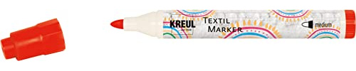 KREUL 90762 - Textil Marker medium, Rot, Strichstärke circa 2 bis 4 mm, Stoffmalstift für helle Stoffe & Textilien, waschecht nach Fixierung