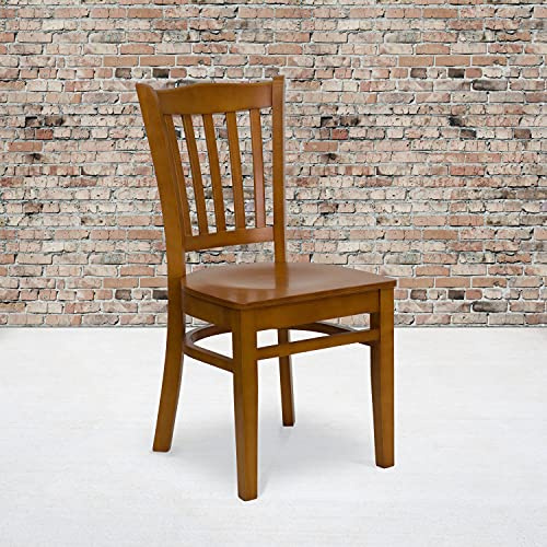 EMMA + OLIVER Vertical Slat Back Cherry Wood Chair