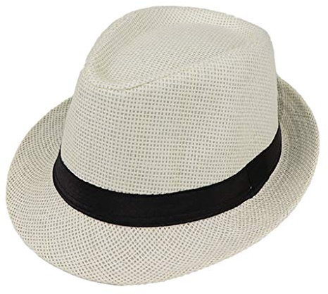 JOYKK Bambini Cappello di Paglia Summer Beach Jazz Panama Trilby Cappello Fedora Gangster cap Outdoor Cappelli Traspiranti Ragazzi Ragazze Sunhat - C # Milk White