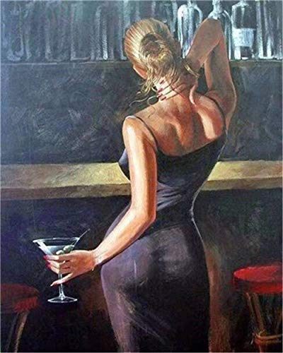 YEESAM ART DIY Ölgemälde Malen nach Zahlen Erwachsene Kinder, Glamour Frau Perfekte Figur Zahlenmalerei ab 5 Öl Wandkunst (Frau, mit Rahmen)
