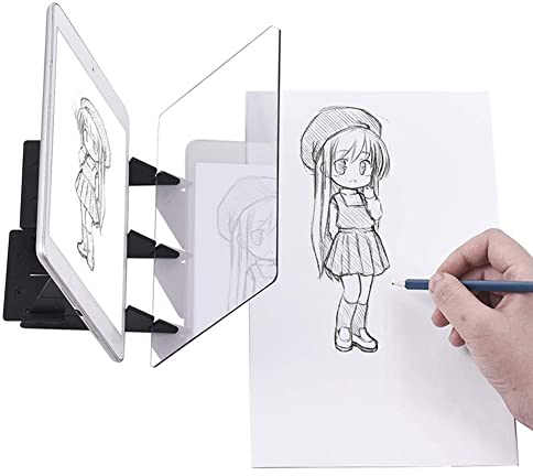 Tracing Drawing Board, Sketch Mirror Reflection Board with 5 Brackets, Easy Drawing Sketching Tool Suitable for Papier, White Cloth, Vlies, Graffiti