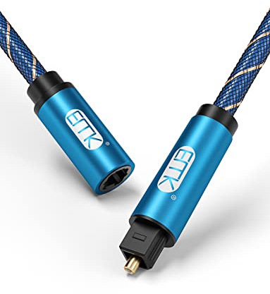 EMK Optisches Kabelverlängerung, 3 m, Toslink-Buchse auf Stecker, Audiokabel, kompatibel mit Soundbar, Smart-TV, Heimkino, PS4, XBOX und Playstation