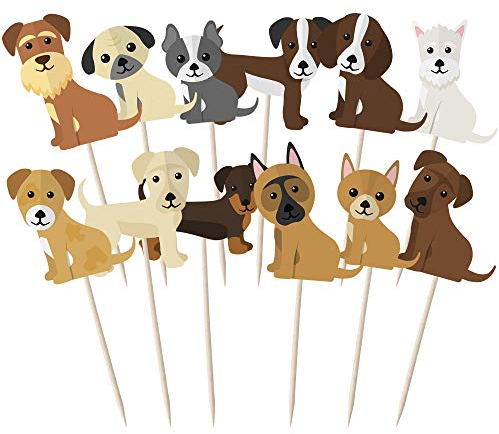 Assorted Cute Dogs Cupcake Toppers - 12pk﻿ - Decoration Picks