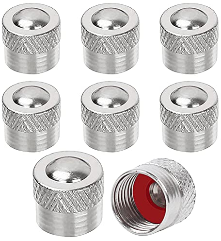 8 tappi per valvole in metallo con anello in gomma per auto, moto, bici e scooter - tappi pneumatici