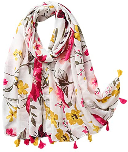 FAIRYGATE Damen Schal Vogel Blume Schmetterling Druck Lange Soft Neck Scarf Wickel Stola für Summer Beach Winter Geschenk