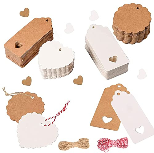 Geschenkanhänger Weihnachten, 200stk. Geschenkanhänger, Weihnachtsanhänger Stern mit 20m Schnur, Geschenkanhänger Kraftpapier, Anhänger Weihnachten für Weihnachtsgeschenke Weihnachtsbäume Dekoration