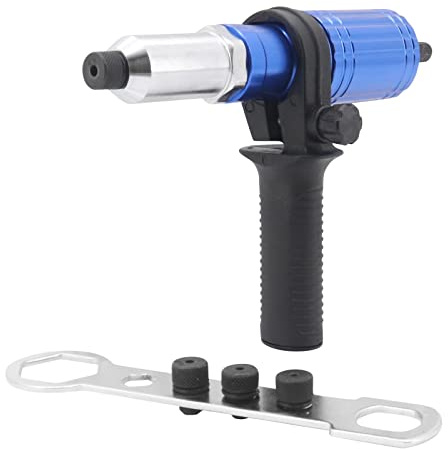 Yuhtech Adapter nitar pistol adapter kit för trådlös elektrisk borrmaskin, elektrisk nitpistol nitning verktyg blå