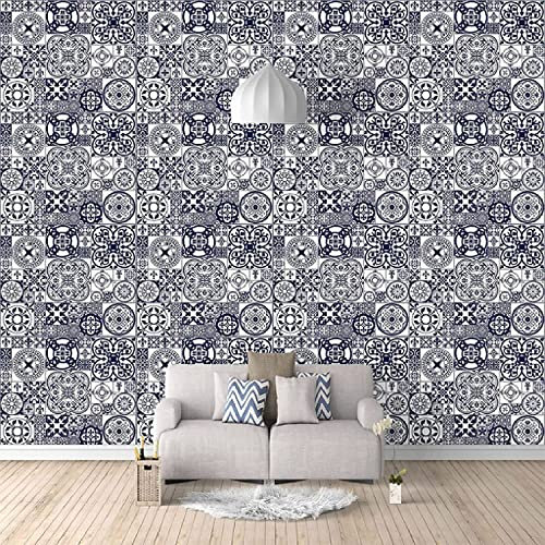 Papel Pintado Mural, 3D Azulejos Con Motivos Florales Vintage Papel Tapiz Autoadhesivo Para Sala De Estar, Dormitorio, Tv, Fondo, Oficina, Restaurante, Habitación, Foto De 250 x 175 cm (ancho x alto)