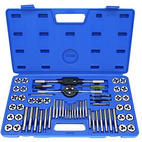 GMTOOLS 60PCS Tap and Die Set, Metric Standard Size M3 to M12, Threading Tool Set with Complete Accessories and Storage Case, Tap Die Kit for Threading and Rethreading Internal and External Threads