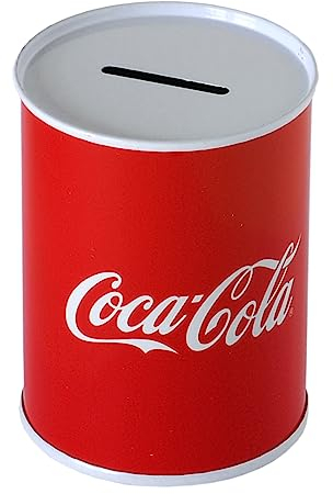 Barattolo Salvadanaio Coca Cola in Latta Metallo Apribile e Riutilizzabile Anche Come Porta Cannucce 23x8.5 cm Idea Regalo