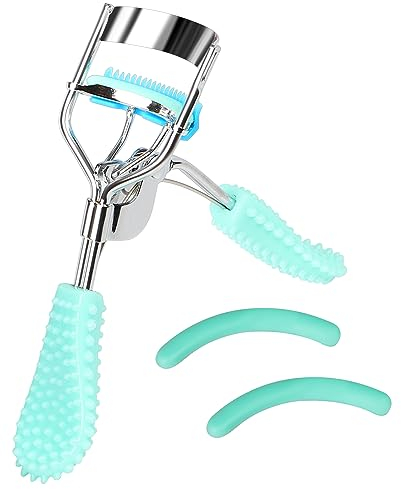 Wimpernzange für Frauen Eyelash Curler Mit Silikon Nachfüllpads und Wimpernbürste Kein Kneifen oder Ziehen Premium Karbonstahl Wimpernzange für alle Augenformen