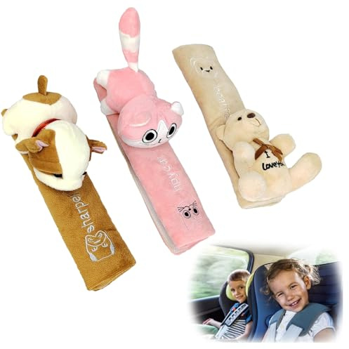 Gfamous Autogurt Polster 3 Stück Gurtpolster Auto Weich,Karikatur Gurtschoner Kinder,Sicherheitsgurt Schulterpolster Kinder SicherheitsgurtPolster, für Autogurte, Rucksäcke, Kinderwagen