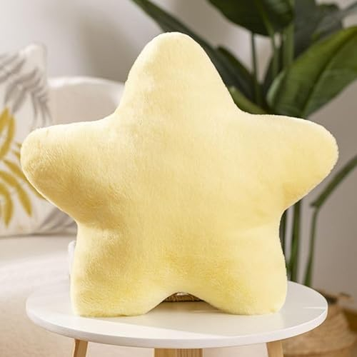 Kissen Stern Plüschkissen Stern Wurfkissen Schlafkissen Gefülltes Kissen für Heimdekoration (40cm, Light Yellow)