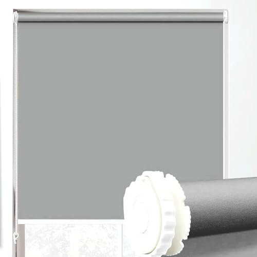 Verdunklungsrollo Fensterrollo 35 x 160 cm Flexibler Seitenzug Top Qualität Deckenmontag Seitenzugrollo mit Kette, für Fenster innen Wandmontage, Hellgrau