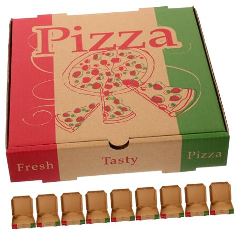 MAGICLULU 10stücke Papier Pizza Box Zum Mitnehmen Für Pizza Pizzakarton Aus Braunem Papier Pizzaverpackungskarton Für Restaurantbedarf