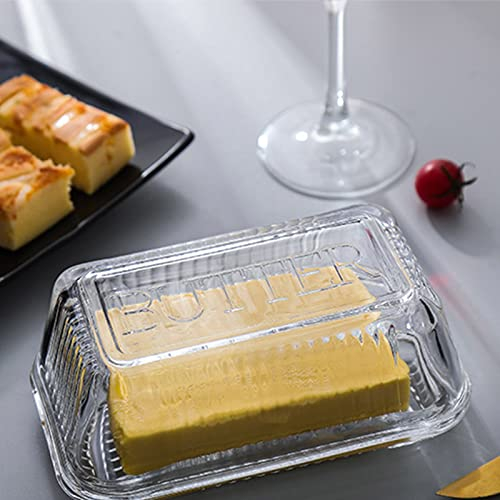 BestAlice Mantequillera de Cristal con Tapa, Mantequera de Cristal Cubierta para Refrigerador, Elegante Bandeja para Servir Platos Y Frutas Pequeñas, Decoración de Cocina Y Regalos, Bonita(#1)