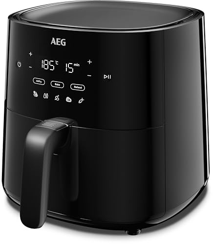 AEG AAF3B Heißluftfritteuse/IF Design Award 2024 / wenig bis gar kein Öl / 8 Programme/programmierbar/Vorheiz-Funktion / 3,3l / spülmaschinenfest/Hitzeschutz/Wendeaufforderung/schwarz
