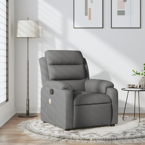 Homgoday Massagesessel Fernsehsessel Relaxsessel mit Liegefunktion Liegesessel Polstersessel Ruhesessel mit Verstellbare Rückenlehne & Fußteil | Vibrationsfunktion Dunkelgrau Stoff