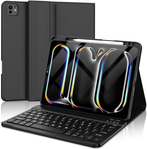 FOGARI Bluetooth Keyboard, 10 Wireless Keyboard UK Layout Rechargeable for IOS, Mac,iPad, Windows Fire OS, Black