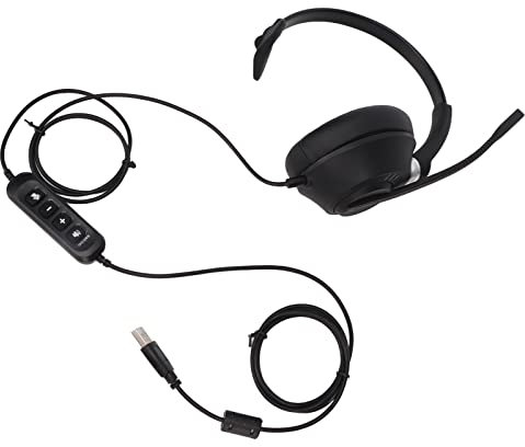 Casque de Bureau, ENC Réduction du Bruit Micro Muet USB Casque d'oreille Simple Face Casque d'affaires Monaural pour PC avec Ports USB Noir