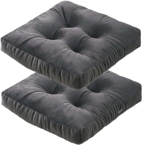 SDNAM Sitzkissen für Stuhl Garten, Dickes sitzkissen mit Griff für Boden draußen, große sitzkissen für Boden, stuhlkissen sesselauflagen, bodenkissen, sitzauflage Stuhl(D6,2pcs 50x50x10cm)