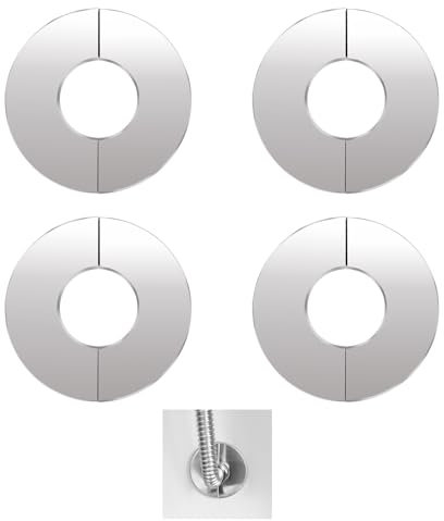 TTQiAnJ 4 Pezzi Rosetta di Copertura Divisa,Acciaio Inossidabile Coperchio Autoadesivo del Rubinetto,per Rubinetti,Tubi Termici,Diametro Interno foro 42mm,Argento