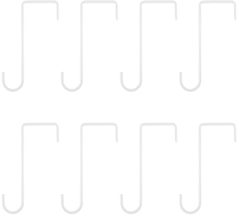 sourcing map 8 Pcs Vinyl Fence Hooks, 2.4 x 6 Inch Powder Coated Fence Hangers Patio Hooks Fence Hangers for Hanging Outdoor Lights Plants Bird Feeders, White