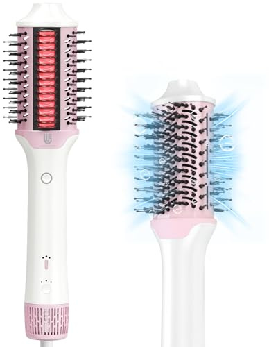 Webeauty [Dual Mode] Föhnbürste & Glättbürste, [4 in 1] Hohe Geschwindigkeit Warmluftbürste 110.000 U/min,schnelles Trocknen, Volumisieren, Glätten, Rundbürstenföhn (Rosa)