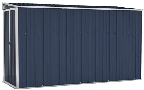Tidyard Garden Storage Shed Metal Outdoor Tool Shed Wall-mounted Outdoor Shed Patio Terrace Backyard Cupboard with Doors Garden Storage Furniture Anthracite 118x288x178 cm Steel