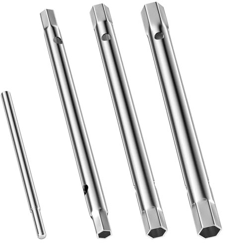 Dalephoric 4 Stück Rohrsteckschlüsselsatz, Doppelsteckschlüssel mit Drehdorn, Zündkerzenschlüssel, Rohrschlüssel für Arbeiten am Wasserhahn, Zündkerzen Installation und Reparatur