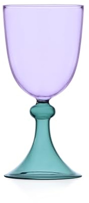 Ichendorf Milano Calice Lilas et pétrole, Collection Tamise, 30 cl, verre borosilicate, fait à la main