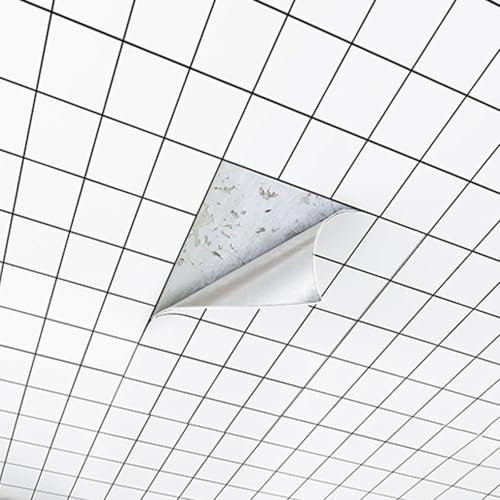 RENLXFI Deckenpaneele Deckenplatten Küche Deckenplatten 30×60 cm, Decke Tapete Schälen Und Kleben Tapete Fliesen Weißes Gitter Dekorative Wandverkleidung Für Wohnheim/Keller/Waschküche(35 Pcs)