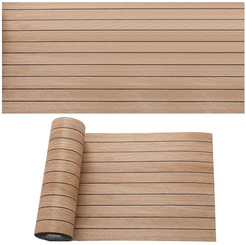 Suelo de vinilo autoadhesivo con aspecto de madera, revestimiento de PVC grueso de 2,8 mm, resistente al agua, duradero y versátil, 40 x 300 cm (color de grano de madera con rayas)