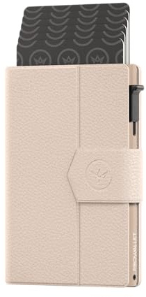 ProWallet Kartenetui Plus Schwarz – 8 Karten, Scheine und Münzen – Kartenetui mit Reißverschluss – RFID – Kleines Kreditkartenetui – Stilvolle Geldbörse – Herren & Damen - Slim Wallet (Pebble Ecru)