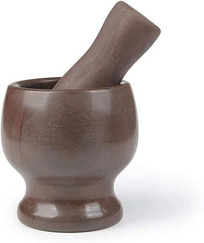 CEHJZQRPL Pilon et mortier, Bol à Guacamole en Pierre de marbre Naturel Poli, broyeur et concasseur
