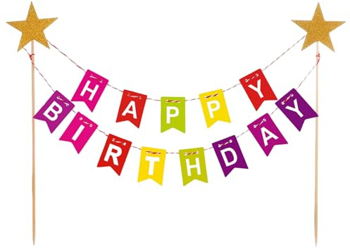 Happy Birthday Tortendeko,Alles Gute Zum Geburtstag Kuchen Toppers Bunting Set,Regenbogen Dekorationen,Weihnachten Kuchendekoration,für Kinder Mädchen Geburtstagsfeier Und Cupcake Liefert Dekoration