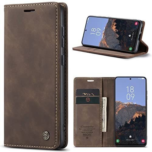 Phernykas Handyhülle für Samsung Galaxy S23 5G Hülle Leder,Magnetische Klapphülle mit kartenfach und Standfunktion Smartphone Schutzhülle Lederhülle Samsung Galaxy S23 5G Flip Book Case (Kaffee)