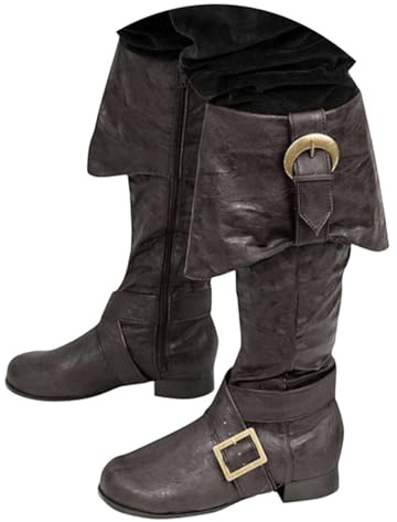 Sfwqoifou Mittelalter Schuhe Herren Damen Renaissance Flache Cowboystiefel Wikinger Stiefel Cosplay Kostüm Pu-Leder Motorrad Sneaker Sommerstiefel Trachten Barfußschuhe Halbhohe Ritter-Jäger