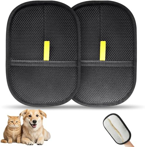 Tierhaarentferner Handschuh,2 Stück Fell Magnet Handschuh，Antistatischer Katzenhaarentferner，Verdickt Keine Toten Ecken，für Katzen Hunde Kleidung Sofas Teppiche Autoinnenräume Wiederverwendbare