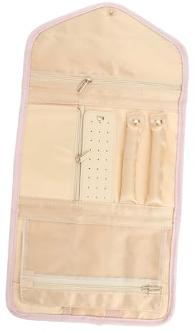 TOVINANNA Organizer per Gioielli da Viaggio Astuccio Portagioie Pieghevole con Chiusura a Scatto Custodia Portatile per Bracciali Orecchini Anelli Collane Multitasche Antigroviglio per Uso