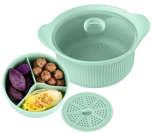 Vaporera Para Microondas | Olla De Silicona Alimenticio,Grande Cuenco De Silicona Para Vaporera De Microondas | Para Sopa Pescado Horno Freidora De Aire Hogar Cocina