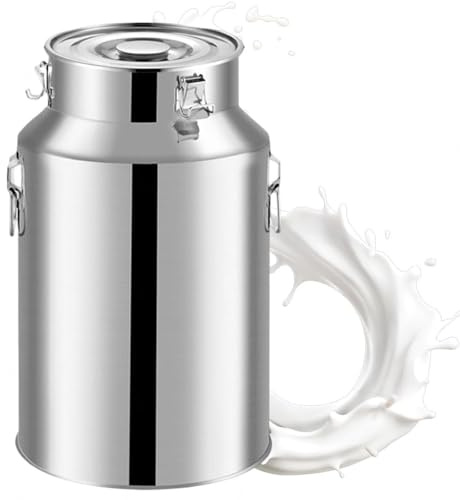 Pot a Lait Inox 5 Litres 304, Seau Alimentaire for À Vin Baril Seau Eau Huile Réservoir Thé Avec Couvercle Scellé,Capacity-48L