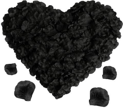 QyueQyat Black Rose Petals, 2000 Pcs Black Petals for Bedroom Decor, Fake Rose Petals for Birthday Decorations, 5x5 cm Black Roses