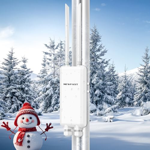 Outdoor 1200Mbps Wireless Access Point Waterproof Gigabit RJ45 LAN/WAN port | WiFi range Extender for Garden/Offic 2x5dBi High-gain Antennas Outdoor Wifi Access Point, 3xGigabbit LAN/WAN ports, UK Plug